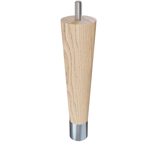 Designs Of Distinction 6" Round Tapered Leg with bolt and 1" Brushed Aluminum Ferrule - Ash 01240006ASBA6 - main